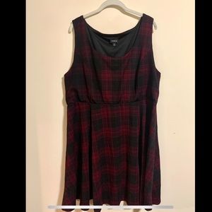 Red Plaid Tank Skater Dress